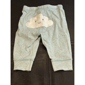 Carter’s 3 Month Baby  Joggers Green Striped with Cloud on the Booty